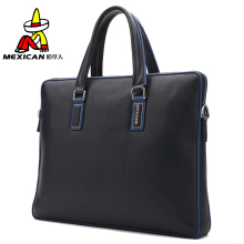 Scarecrow 2016 new color contrast top leather men's briefcase business casual leather handbag diagon